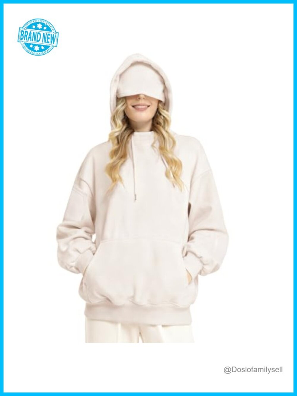 Unisex Fleece Travel Hoodie with Built-In Eye Mask & Hidden Zip Pockets